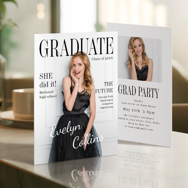 Timeless Magazine Cover Photo Graduation Invitation (Timeless Magazine Cover Photo Graduation Invitation)