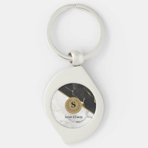 Timeless Marble Monogrammed Keychain