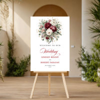 Timeless Marsala Floral Eucalyptus Gold Welcome 