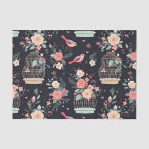 Timeless Midnight Birdcage Antique Decoupage Tissue Paper