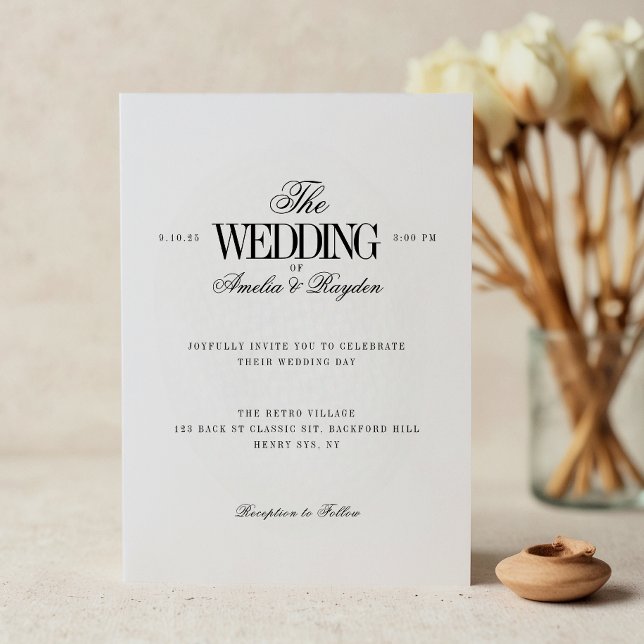 Timeless Minimalist Black White Wedding Invitation (Creator Uploaded)