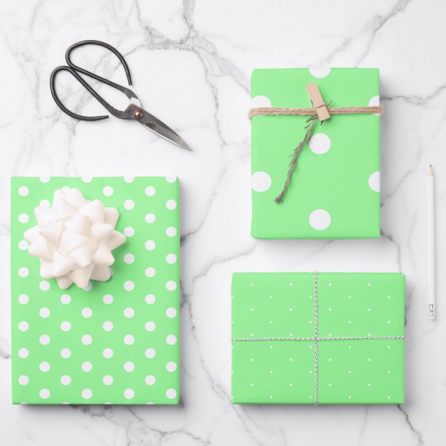 Timeless Mint White Polka Dot Gift Wrapping Paper (Front)