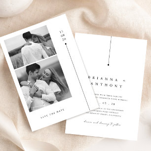 Timeless  Modern Black & White Photo Wedding Invitation