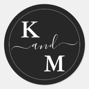 Timeless Modern Minimalist Wedding   Monogram Classic Round Sticker