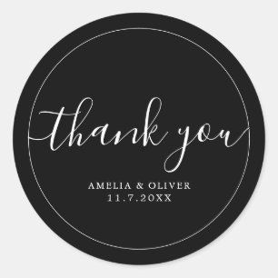 Timeless Modern Minimalist Wedding Thank You Classic Round Sticker