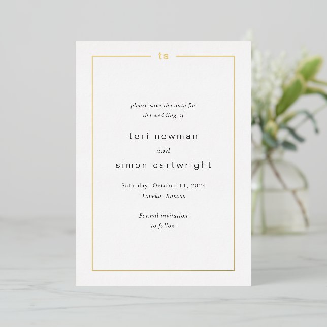 Timeless Modern Wedding Save the Date (Standing Front)