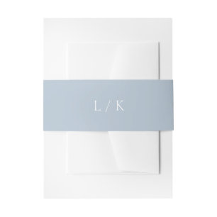 Timeless Monogram Dusty Blue Elegant Wedding Invitation Belly Band