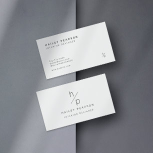 Timeless Monogram: Minimalist Chic on Crisp White Business Card