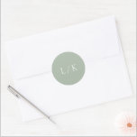 Timeless Monogram Sage Green Elegant Wedding Classic Round Sticker<br><div class="desc">Elegant wedding stickers featuring a classic style with your monogram in a traditional serif font.   This simple design goes well with any style of wedding.</div>