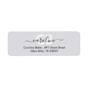 Timeless -- Moonlit Gray Monogram Address Label