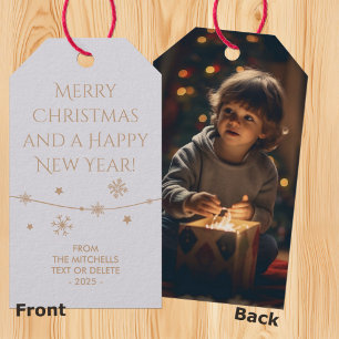 Timeless - Moonlit Grey Christmas Photo Gift Tags
