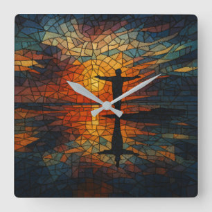 Timeless Mosaic: Surreal Cubist Wall Clock