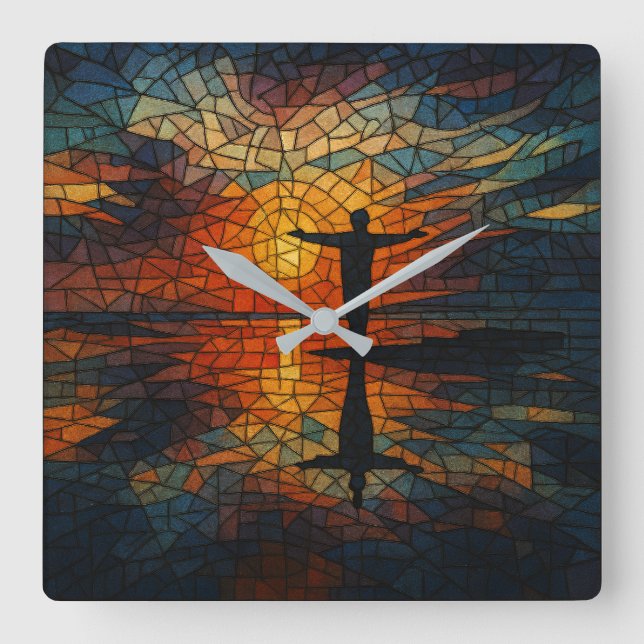 Timeless Mosaic: Surreal Cubist Wall Clock (Front)