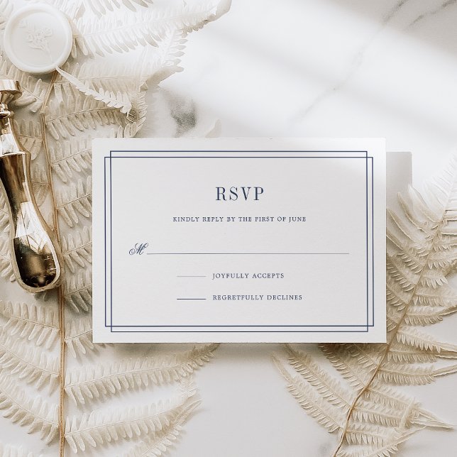 Timeless Navy and White RSVP Card (Creator Uploaded)
