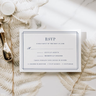 Timeless Navy and White RSVP Card w/ Meal Choice