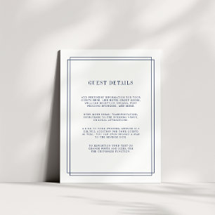 Timeless Navy Wedding Guest Details Card