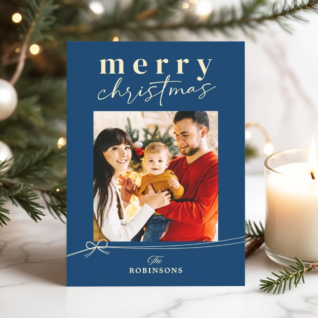 Timeless Navy Winter Sky Christmas Photo Holiday Card (Creator Uploaded)