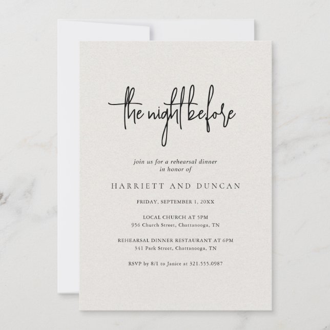 Timeless Neutral Beige Elegant Rehearsal Dinner Invitation (Front)
