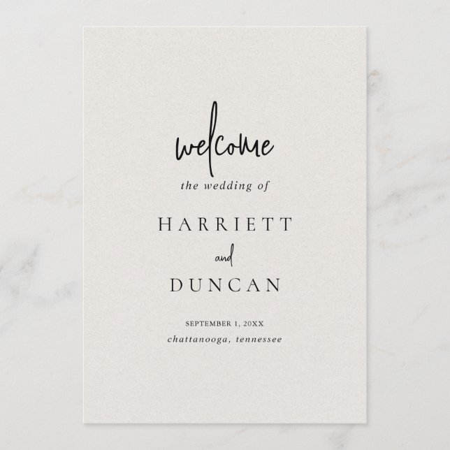 Timeless Neutral Beige Elegant Wedding Programme (Front)