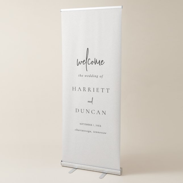 Timeless Neutral Beige Elegant Wedding Retractable Banner (3/4)