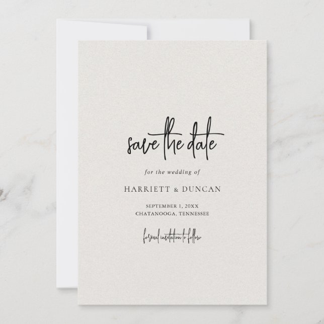 Timeless Neutral Beige Elegant Wedding Save The Date (Front)