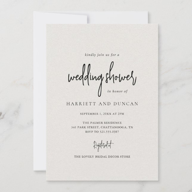 Timeless Neutral Beige Elegant Wedding Shower Invitation (Front)