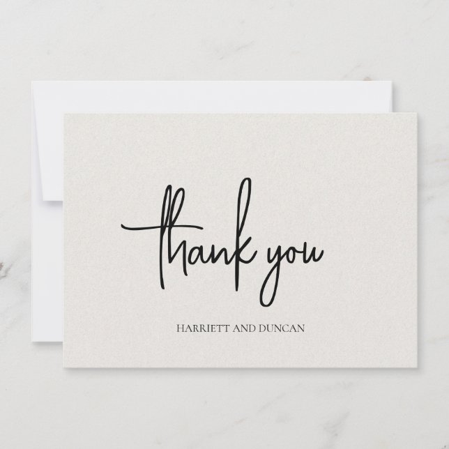 Timeless Neutral Beige Elegant Wedding Thank You Card (Front)