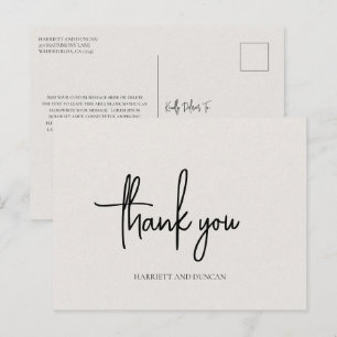 Timeless Neutral Beige Elegant Wedding Thank You Postcard