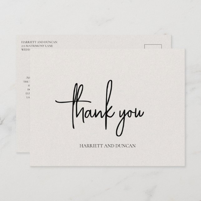 Timeless Neutral Beige Elegant Wedding Thank You Postcard (Front/Back)