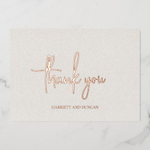 Timeless Neutral Beige Wedding Foil Thank You Card