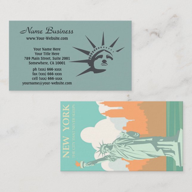 Timeless New York: Statue of Liberty in the City Business Card (Front/Back)