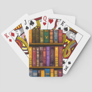 Timeless Old Books On Shelf Playing Cards
