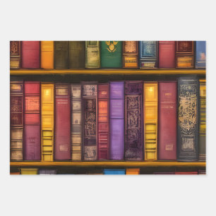 Timeless Old Books On Shelf Wrapping Paper Sheet