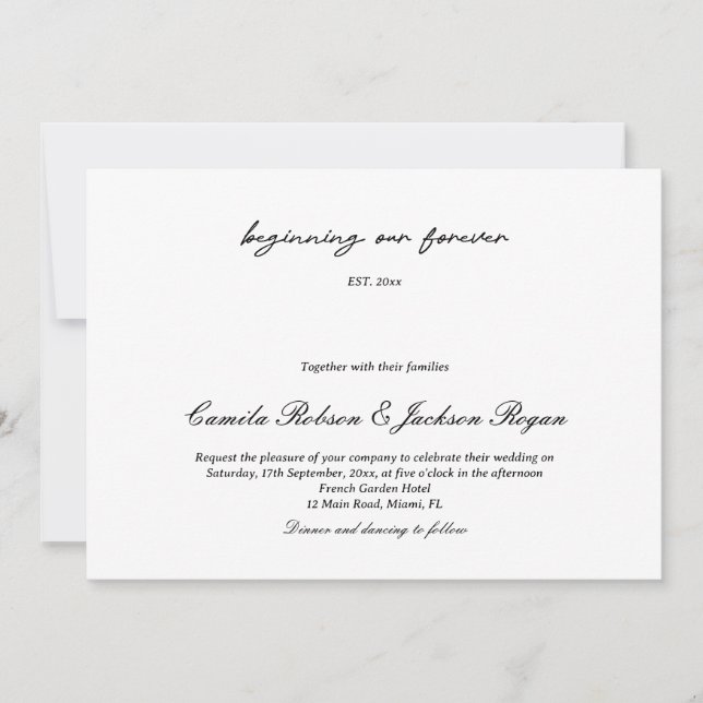 Timeless Old Money Black and White Wedding Invitat Invitation (Front)