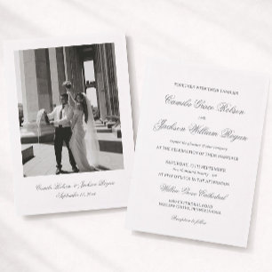 Timeless Old Money Black and White Wedding Invitation