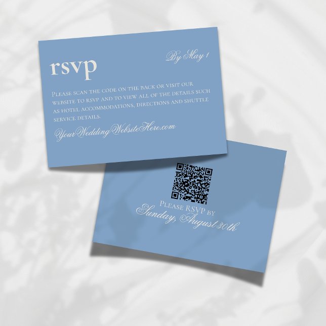 Timeless Old Money Blue Wedding QR RSVP Card (Make it easy for your guests to RSVP for your big day with this Timeless Old Money Wedding QR RSVP!)