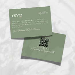 Timeless Old Money Green Wedding QR RSVP Card