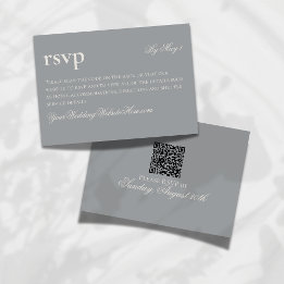Timeless Old Money Grey Wedding QR RSVP Card