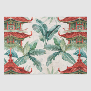 Timeless Pagoda Woodland Coral Botanical Tissue Paper