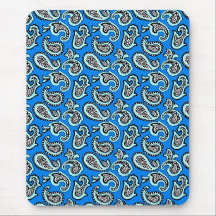 Timeless Paisley on Blue Background Mouse Mat