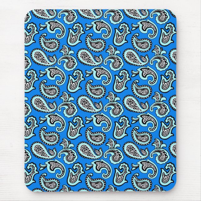 Timeless  Paisley on Blue Background Mouse Mat (Front)