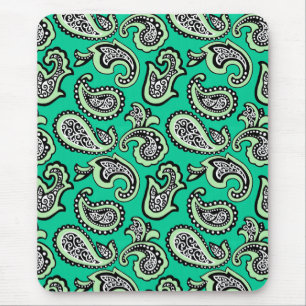 Timeless Paisley on Green Background Mouse Mat