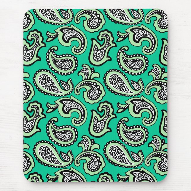 Timeless Paisley on Green Background Mouse Mat (Front)