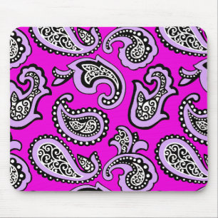 Timeless Paisley on Hot Pink Background Mouse Mat