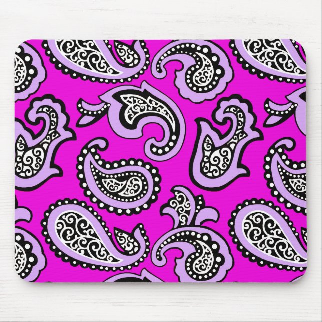 Timeless  Paisley on Hot Pink  Background Mouse Mat (Front)