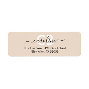 Timeless - Pastel Ivory Monogram Address Label