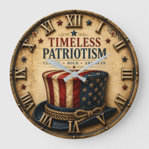 Timeless Patriotism Vintage Uncle Sam Hat Patrioti Large Clock