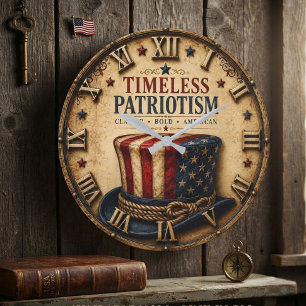 Timeless Patriotism Vintage Uncle Sam Hat Patrioti Large Clock