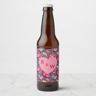 Timeless Peonies Themed Seasonal Wedding Beer Bottle Label