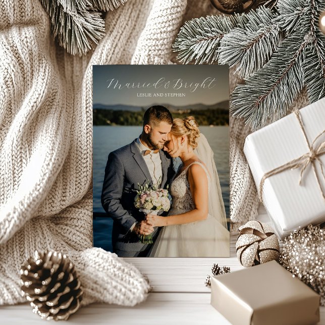 Timeless Photo Elegant Newlywed Christmas Holiday Card (Creator Uploaded)